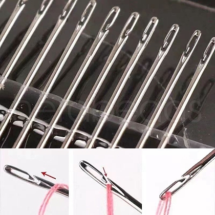 30Pcs Galvanized Iron Self Threading Hand Sewing Needles TOOL-NH0001-02A-1