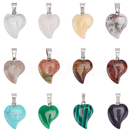   Natural & Synthetic Mixed Gemstone Pendants G-PH0001-30P-1