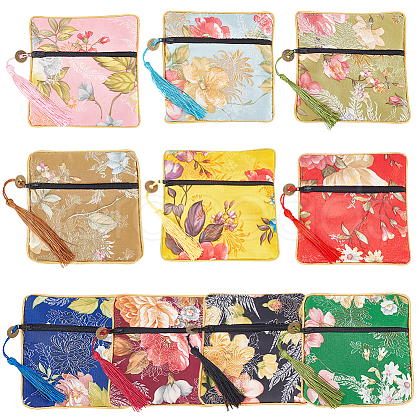   10Pcs 10 Colors Retro Square Cloth Zipper Pouches ABAG-PH0001-31-1