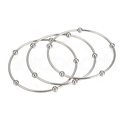 Tarnish Resistant 201 Stainless Steel Bangle Sets BJEW-O115-85P-1