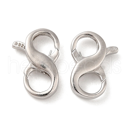 Rhodium Plated 925 Sterling Silver Double Opening Lobster Claw Clasps STER-Q187-01B-P-1