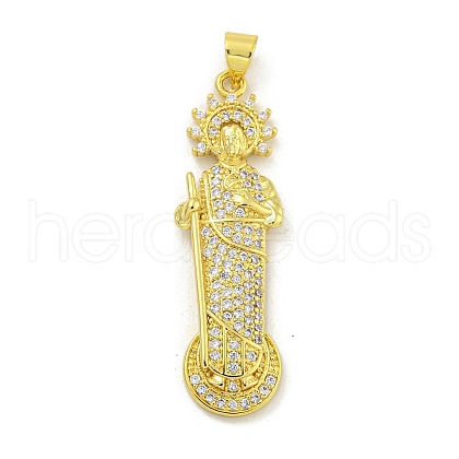 Priest Rack Plating Brass Micro Pave Cubic Zirconia Pendants KK-G513-88G-1