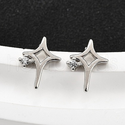Brass Micro Pave Clear Cubic Zirconia Stud Earrings EJEW-M103-03P-1