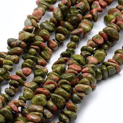 Natural Unakite Beads Strands X-G-P332-33-1