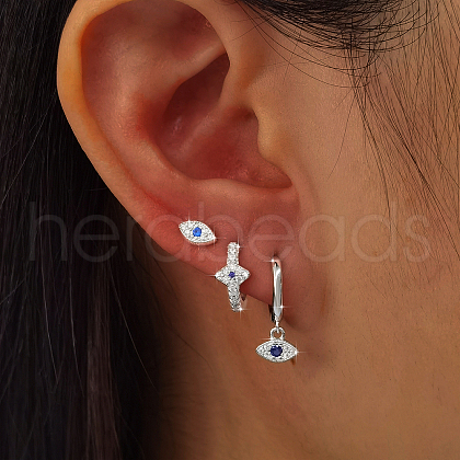 Simple S925 Sterling Silver Horse Eye Earring Sets NN5994-2-1