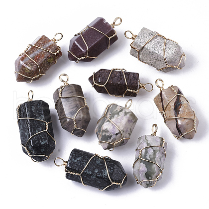 Natural Mixed Gemstone Pendants G-R458-01-1