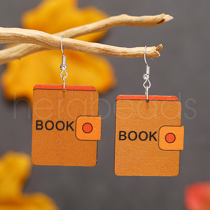 Back-to-School Notebook Wood Dangle Earrings Accessories JD6272-2-1