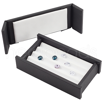 4-Slot Rectangle PU Letaher Loose Diamond Presentation Box LBOX-WH0002-05-1