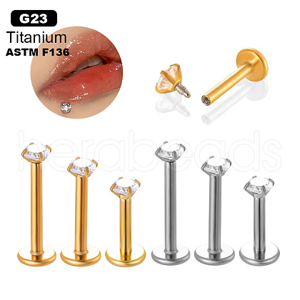 G23 Titanium Clear Cubic Zirconia Internally Threaded Labrets WGA0CA4-02-1