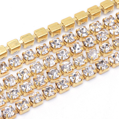 Brass Rhinestone Strass Chains CHC-T003-SS16-01C-1