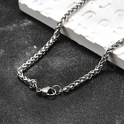 Tarnish Resistant Trendy Men's 201 Stainless Steel Wheat Chain Necklaces NJEW-L043A-45P-1