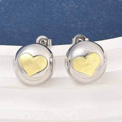 Brass Two Tone Stud Earrings for Women EJEW-U057-04G-A-1