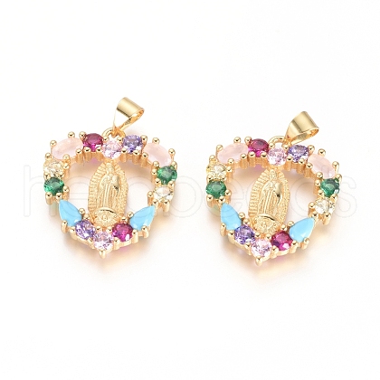 Brass Micro Pave Cubic Zirconia Pendants KK-I657-43G-1