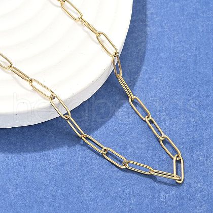 304 Stainless Steel Paperclip Chain Necklace X-NJEW-M183-04G-1