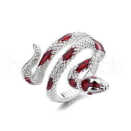 Alloy Enamel Snake Wrap Cuff Rings RJEW-Q014-01P-1