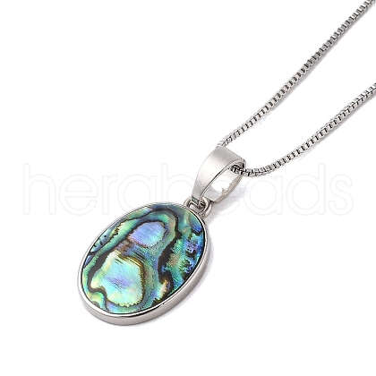 Rack Plating Natural Paua Shell Pendants Necklace NJEW-B104-01H-01P-1