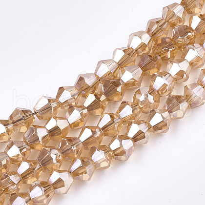 Electroplate Glass Bead Strands X-EGLA-R094-4mm-12-1