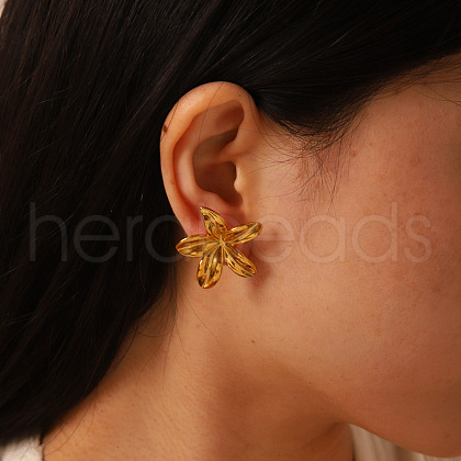 Elegant Flower Stainless Steel Stud Earrings Jewelry Accessories MD4643-1-1