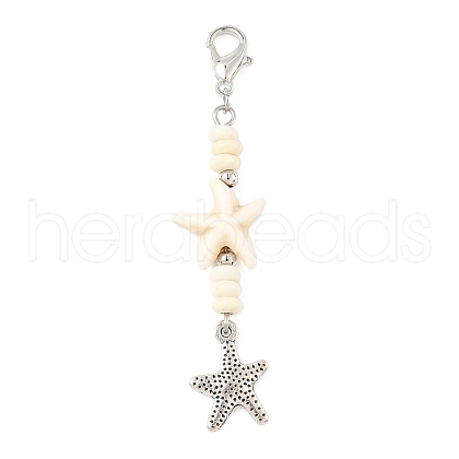 Ocean Theme Synthetic Turquoise Pendant Decorations HJEW-JM03428-02-1