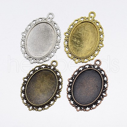 Zinc Alloy Oval Pendant Cabochon Settings PALLOY-X0012-NR-1