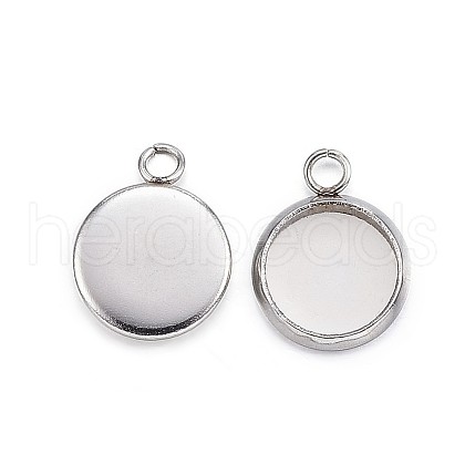Non-Tarnish 304 Stainless Steel Pendant Cabochon Settings X-STAS-G127-13-8mm-P-1