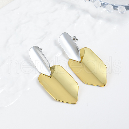 Brass Dangle Stud Earrings EJEW-S262-06GP-1