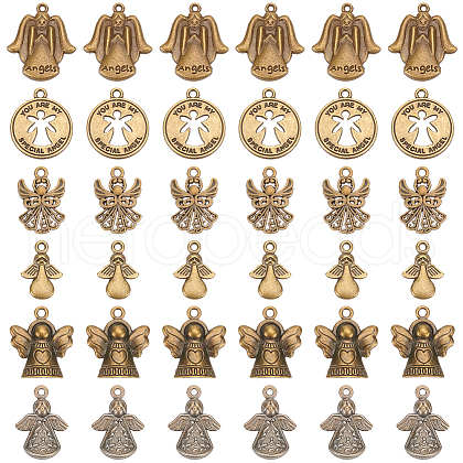   60PCS 6Style Angel Tibetan Style Alloy Pendants TIBEP-PH0001-64-1