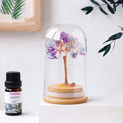 Natural Gemstone Chips Tree Decorations PW-WG72391-05-1