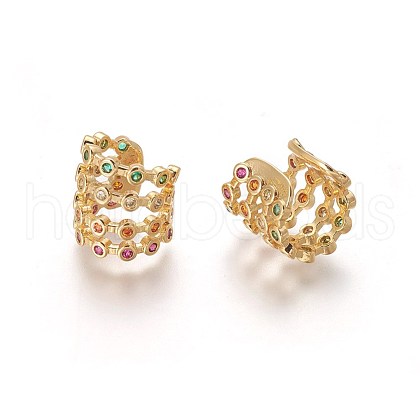 Cubic Zirconia Cuff Earrings EJEW-P180-01G-1