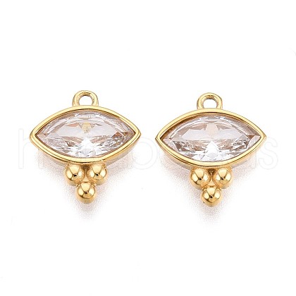 304 Stainless Steel Micro Pave Cubic Zirconia Charms STAS-N109-196G-1