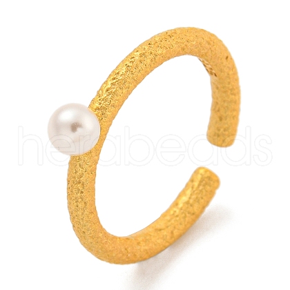 Round Shell Pearl Cuff Ring RJEW-Z036-04G-1