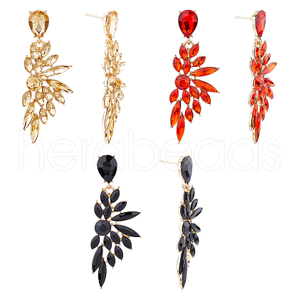 FIBLOOM 3 Pairs 3 Colors Resin Wing Dangle Stud Earrings EJEW-FI0002-17-1