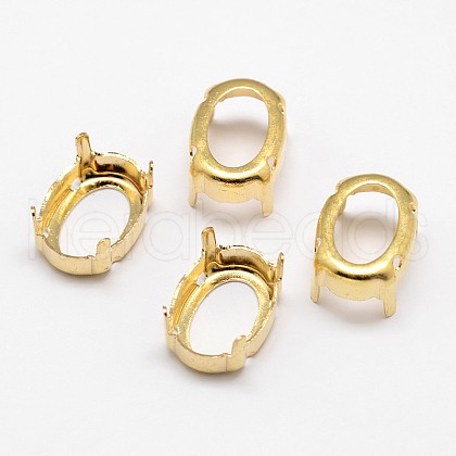 Oval Brass Sew on Prong Settings KK-N0084-A10-20x30G-1