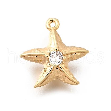 Brass Pave Clear Cubic Zirconia Charms KK-C096-14B-G-1