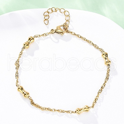 304 Stainless Steel Rope Chain Bracelets for Women BJEW-C094-10G-1