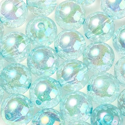 UV Plating Transparent Rainbow Iridescent Acrylic Beads TACR-D010-07D-1