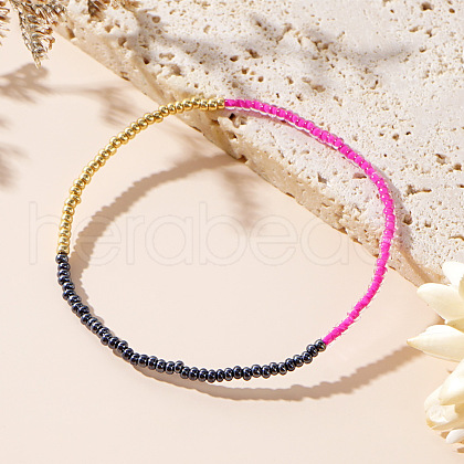 Colorful Glass Seed Round Beaded Stretch Bracelets for Women JM5364-1-1