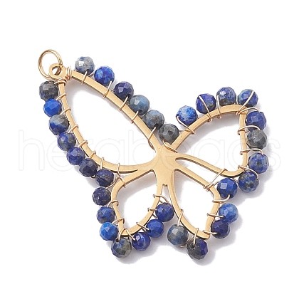 Natural Lapis Lazuli Faceted Pendants PALLOY-JF02564-04-1