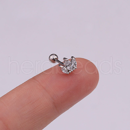Brass Micro Pave Clear Cubic Zirconia Cartilage Earring WG49FB9-03-1