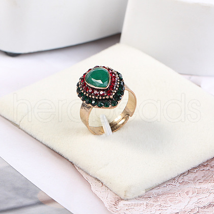 Teardrop Zinc Alloy & Rhinestone & Resin Finger Rings FS-WGCEC00-04-1