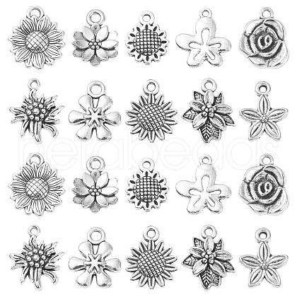 Sunflower Tibetan Style Alloy Pendants TIBEP-CJ0001-09-RS-1