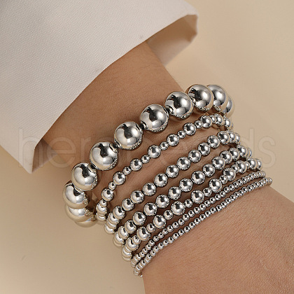 7Pcs CCB Round Beaded Stretch Bracelets WGF8C34-03-1