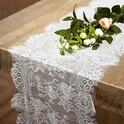 Polyester Lace Table Runners HULI-PW0002-132B-1