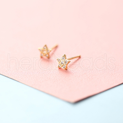 Brass Micro Pave Clear Cubic Zirconia Stud Earrings FS-WGE47D1-05-1
