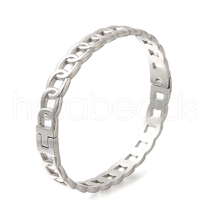 304 Stainless Steel Curb Chains Hinged Bangles STAS-M075-06P-1