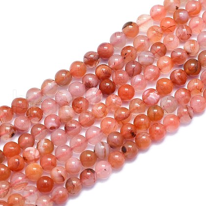 Natural South Red Agate Beads Strands G-K310-C03-6mm-01-1