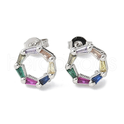 Brass Micro Cubic Zirconia Stud Earrings KK-S516-04P-1