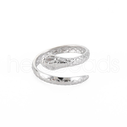 Non-Tarnish 304 Stainless Steel Snake Wrap Open Cuff Ring for Women RJEW-S405-218P-1