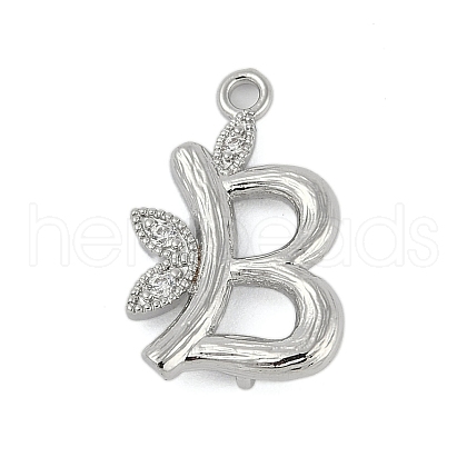 Brass Crystal Rhinestone Letter Links Connector Charms KK-S395-06P-B-1