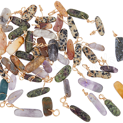 HOBBIESAY 50Pcs 5 Styles Natural Mixed Gemstone Pendants G-HY0001-47-1
